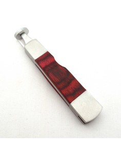 Outil pipe métal et bois rouge forme couteau