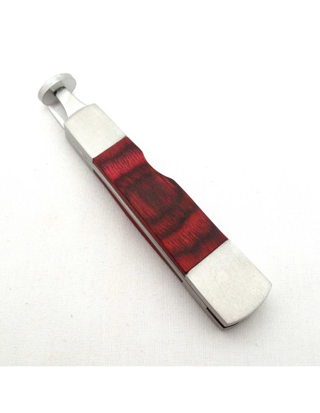 Outil pipe métal et bois rouge forme couteau