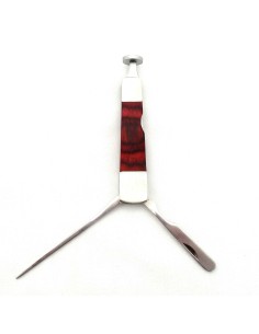 Outil pipe métal et bois rouge forme couteau 2