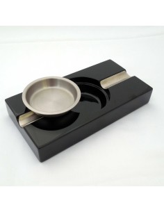 Cendrier cigare noir laqué et métal 2 fumeurs 2