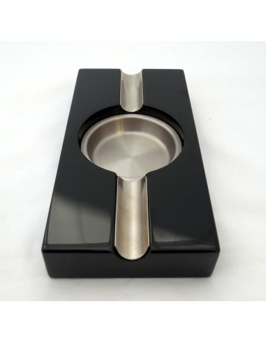 Cendrier cigare noir laqué et métal 2 fumeurs