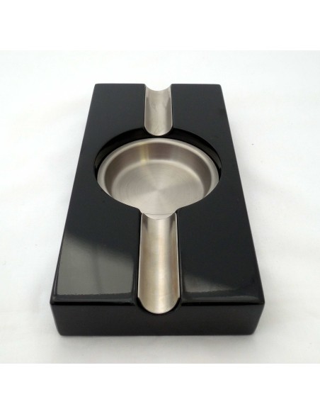 Cendrier cigare noir laqué et métal 2 fumeurs