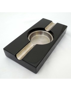 Cendrier cigare noir laqué et métal 2 fumeurs