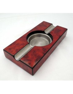 Cendrier cigare métal et bois rouge 2 fumeurs