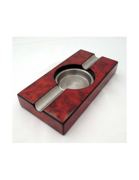 Cendrier cigare métal et bois rouge 2 fumeurs