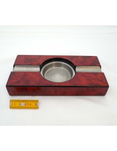 Cendrier cigare métal et bois rouge 2 fumeurs 2