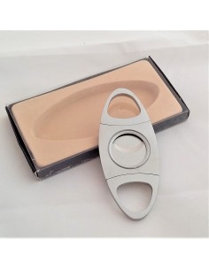 Coupe cigare double lame acier brossé bouts ovales