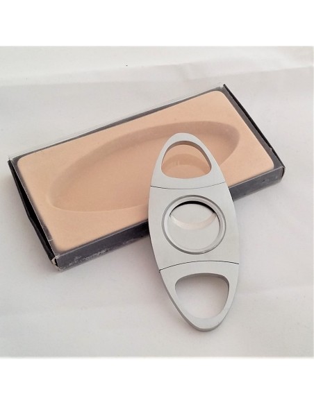 Coupe cigare double lame acier brossé bouts ovales