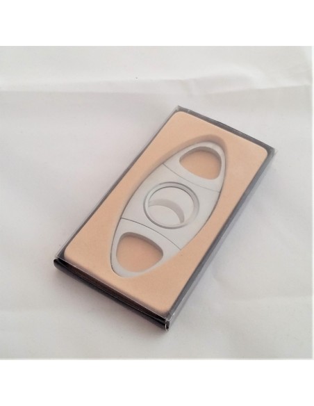 Coupe cigare double lame acier brossé bouts ovales