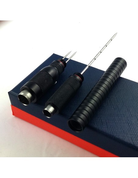 Outil cigare multifonction: double emporte pièce, perforateur, aiguille.