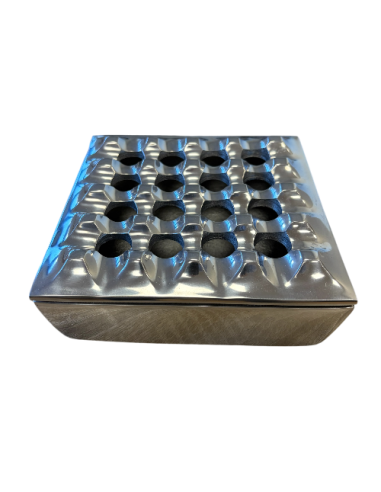 Cendrier carré en métal poli 4 cigares