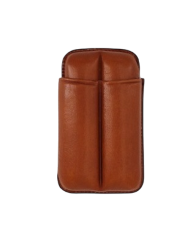 Etui cuir IPV 2 cigares Short Robusto - Marron