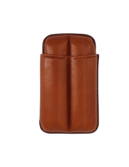 Etui cuir IPV 2 cigares Short Robusto - Marron
