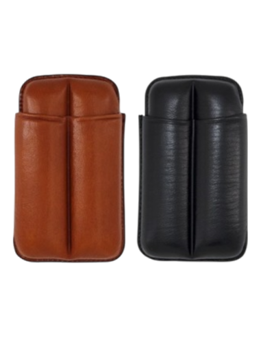 Etui Cuir IPV 2 cigares Short Robusto - Noir