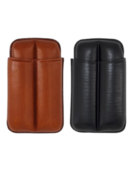 Etui Cuir IPV 2 cigares Short Robusto - Noir