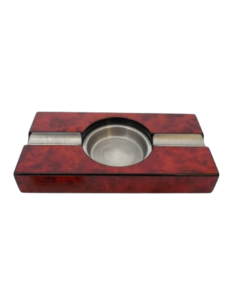 Cendrier cigare métal et bois rouge 2 fumeurs