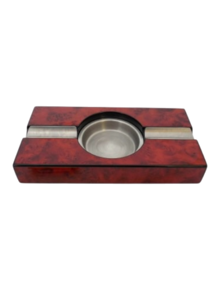 Cendrier cigare métal et bois rouge 2 fumeurs