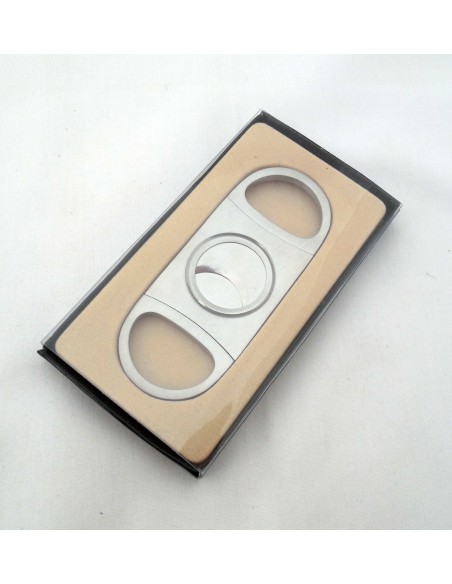 Coupe cigare double lame acier brossé bouts ronds