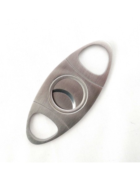 Coupe cigare double lame acier brossé bouts ovales