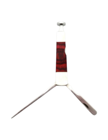 Outil pipe métal et bois rouge forme couteau