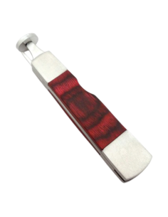 Outil pipe métal et bois rouge forme couteau