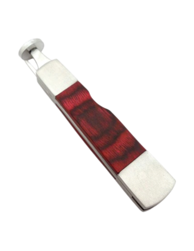 Outil pipe métal et bois rouge forme couteau